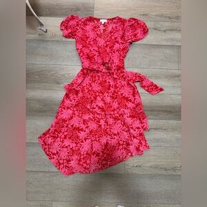 Floral Pink Wrap Dress